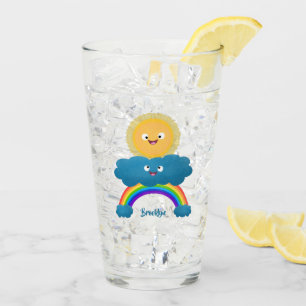 Verre Caricature en arc-en-ciel du joyeux nuage de solei