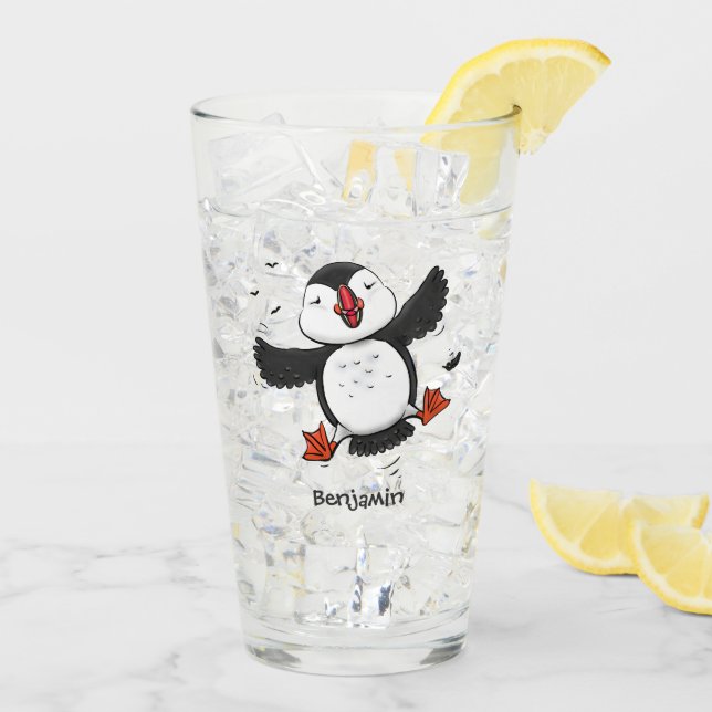 Verre Caricature en bleu bouffin joyeux (Dos glace)