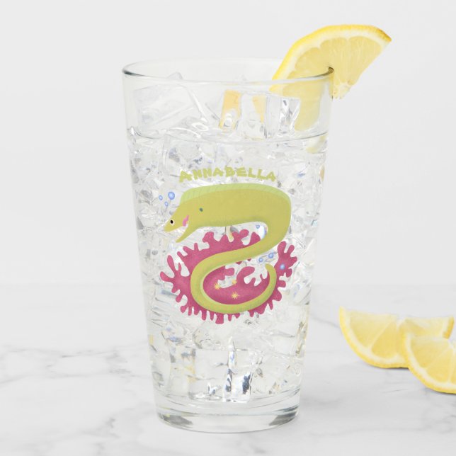 Verre Caricature humoristique murène verte (Dos glace)