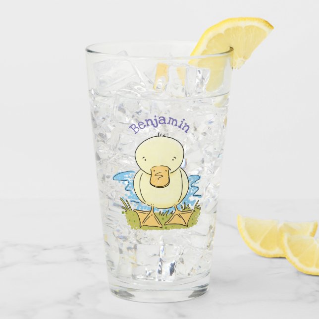 Verre Caricature jaune mignon pour canard bébé (Dos glace)