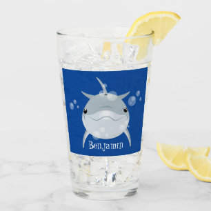 Verre Caricature joli dauphin kawaii kawaii