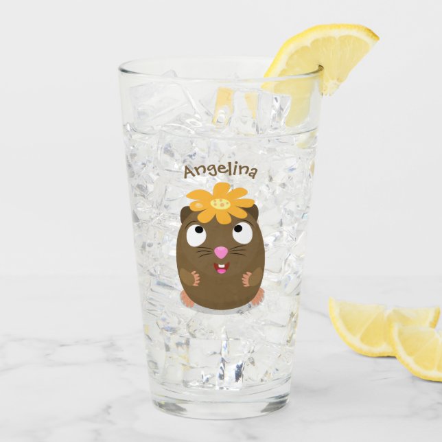 Verre Caricature joyeuse de cobaye mignonne (Dos glace)