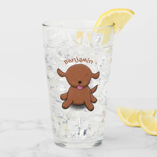 Verre Caricature pour chien de chiot joyeux (Dos glace)