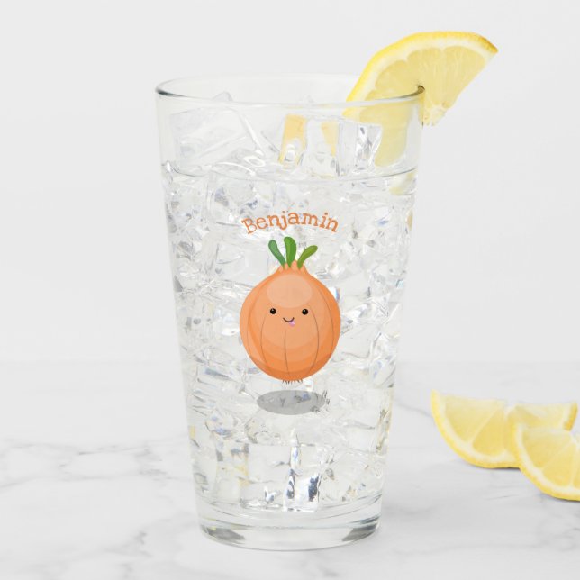 Verre Caricature vert oignon brun joli (Dos glace)