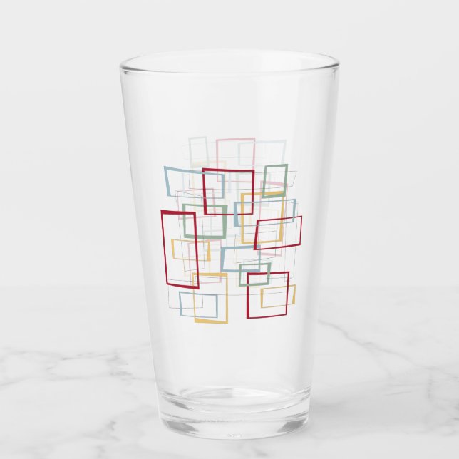 Verre Carré funky Mid Century Rouge Bleu Vert Jaune (Devant)