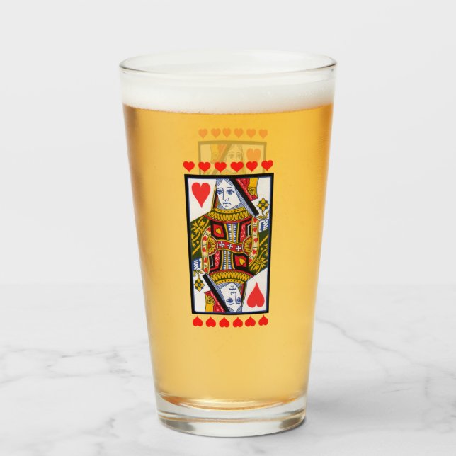 Verre Carte de Jeu Reine Coeur de couleur vive (Devant (rempli))