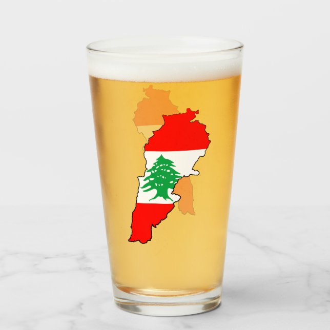 Verre Carte du Liban avec drapeau (Dos (rempli))