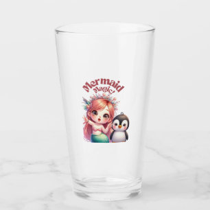 Verre Carte magique de la sirène de Noël avec un manchot