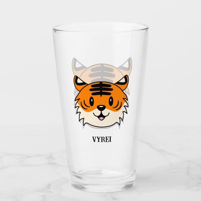 Verre Carton doux et souriant tigre (Devant)