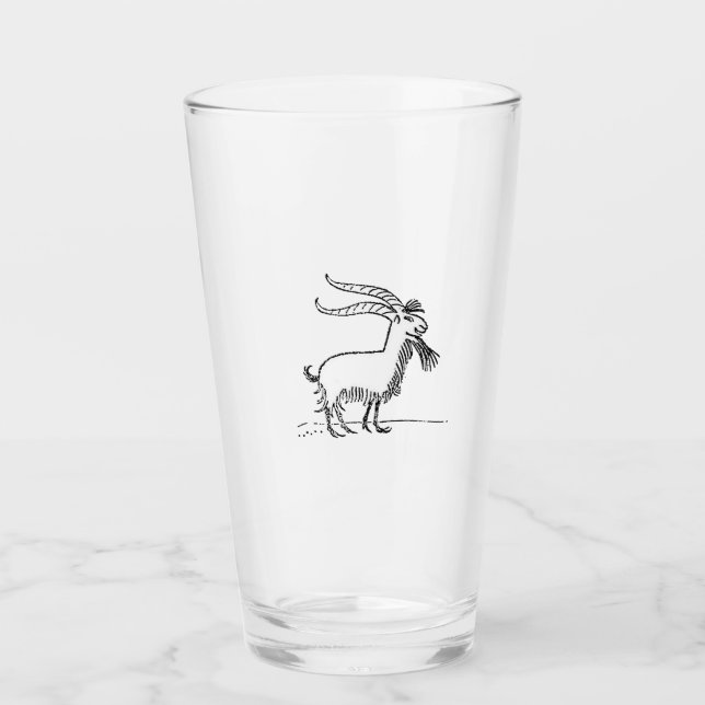 Verre Cartoon de chèvre souriante noir et blanc (Devant)