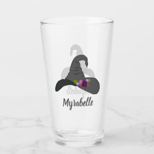 Verre Casquette de sorcière noire avec fleurs personnali