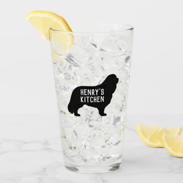 Verre Cavalier King Charles Spaniel Silhouette Personnal (Devant glace)