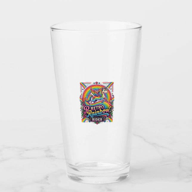 Verre Cavalier Licorne Arc-en-Ciel Rétro (Devant)