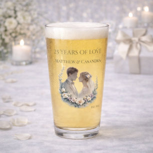 Verre Célébration de l'anniversaire de mariage de 25 ans