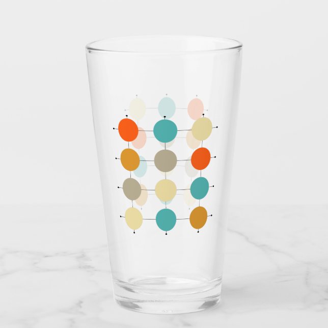 Verre Cercles et lignes en Tan orange turquoise milieu d (Devant)