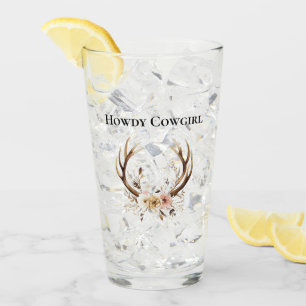 Verre Cerf Antlers Cowgirl rose Floral