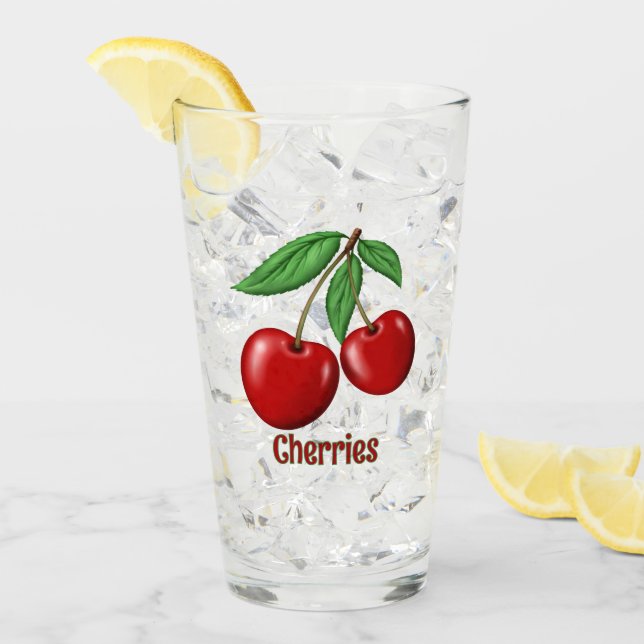 Verre Cerises rouges Conception personnalisée (Devant glace)