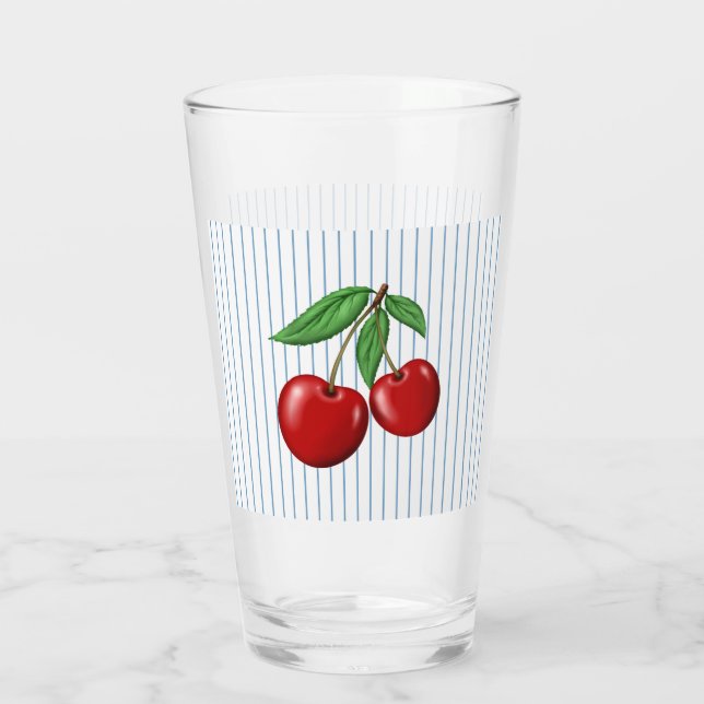 Verre Cerises rouges sur Bleu Motif graphique (Dos)