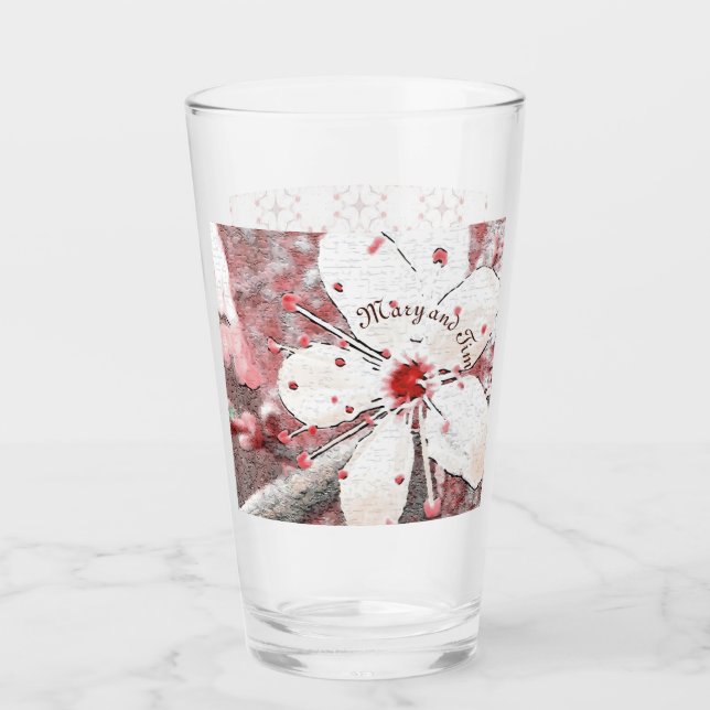 Verre cerisier fleur mariage rouge blanc sakura élégant (Devant)