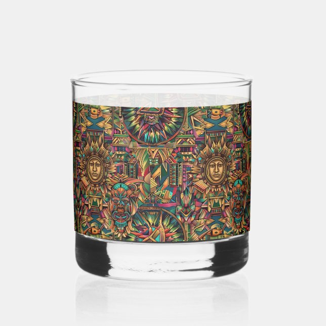 Verre Cerulean "Aztec Dream" 12oz Imprimé Rocks (Recto)