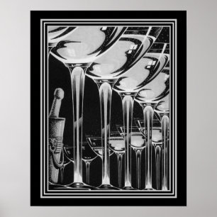 Verre Champagne Art déco Imprimer 16x20