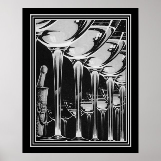 Verre Champagne Art déco Imprimer 16x20 (Devant)