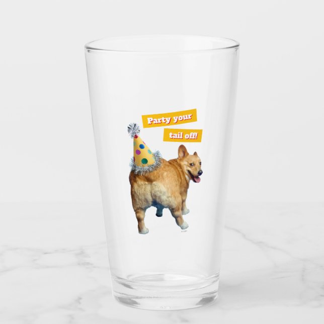 Verre Chapeau d'anniversaire Corgi Butt (Devant)