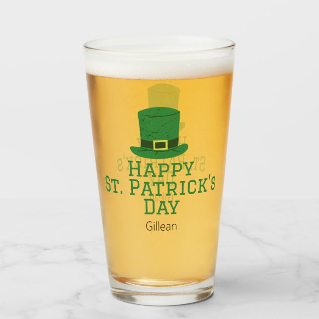 Verre Chapeau vert irlandais de la Saint-Patrick chanceu (Devant (rempli))