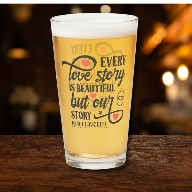 Verre "Chaque histoire d'amour" Citation Script noir Coe (Créateur téléchargé)