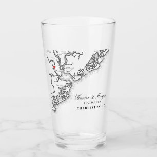 Verre Charleston SC Carte Noir et Blanc Mariage Favorise