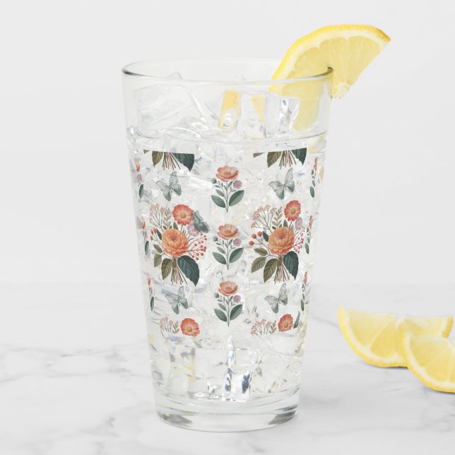 Verre Charme à fleurs avec ailes de papillon (Dos glace)