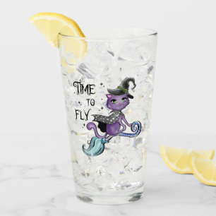 Verre Chat à sorcière volante mignonne   Temps de vol