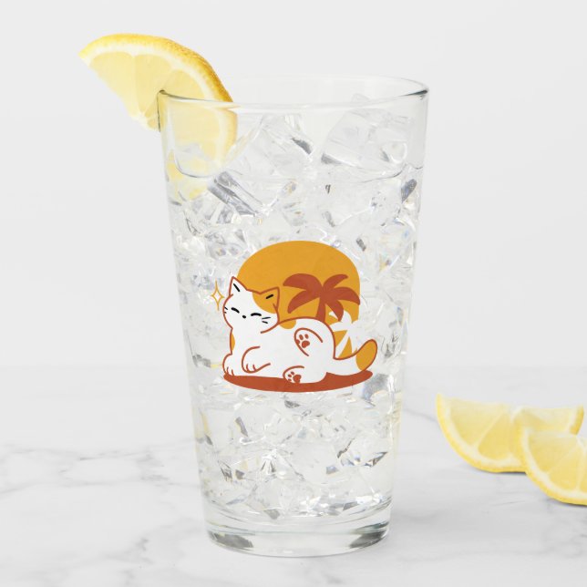 Verre Chat adorable se relaxer au soleil - Animal de com (Devant glace)