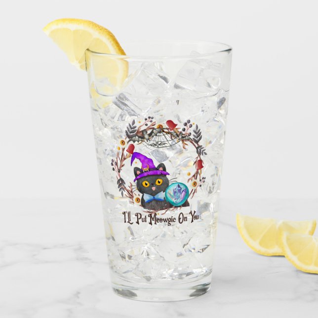 Verre Chat aux sorcières mignonne et Punny (Devant glace)