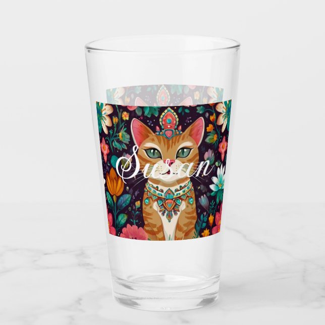 Verre Chat Bijou Couronné (Devant)