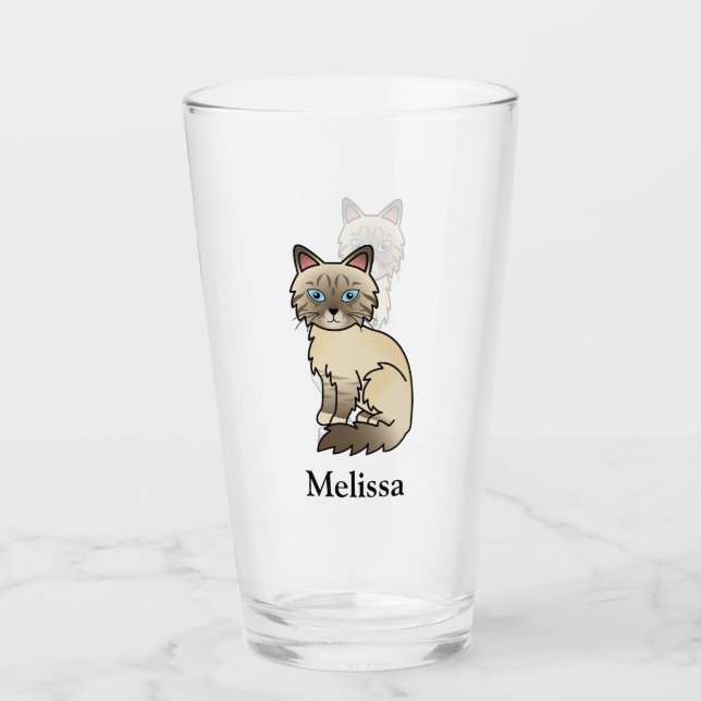 Verre Chat Birman / Ragdoll au point chocolat tabby & No (Devant)