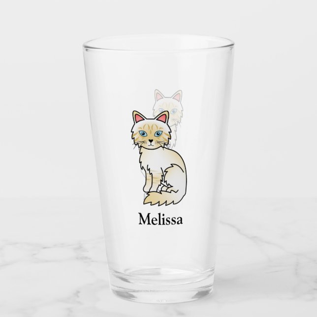 Verre Chat Birman / Ragdoll crème point tabby & Nom (Devant)