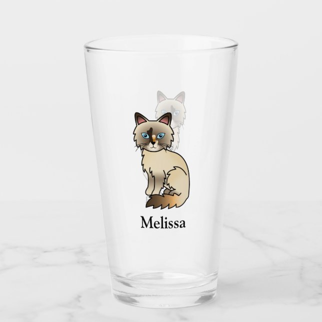 Verre Chat Birman / Ragdoll Tortoiseshell Mignon & Nom (Devant)