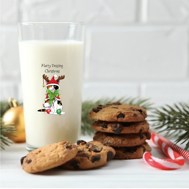 Verre Chat Calico de Noël amusant (Créateur téléchargé)