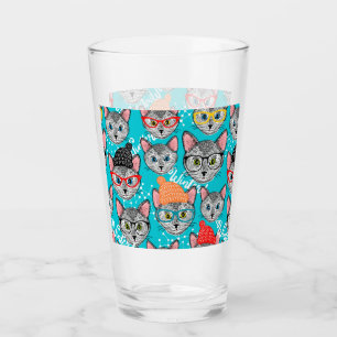 Verre Chat dans le casquette