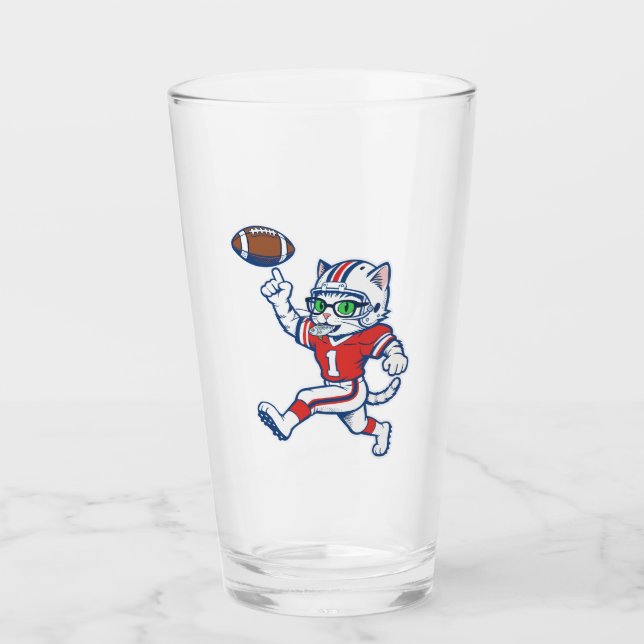 Verre Chat de foot drôle (Devant)
