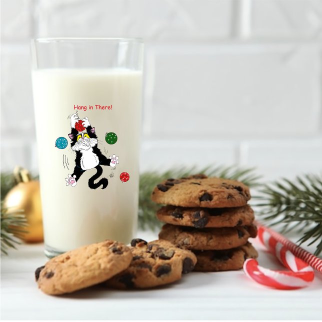 Verre Chat de Noël noir blanc Tuxedo (Créateur téléchargé)