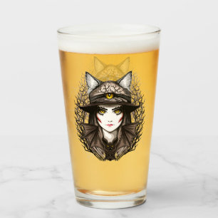 Verre Chat de sorcière Halloween Déplaisant Portrait mig