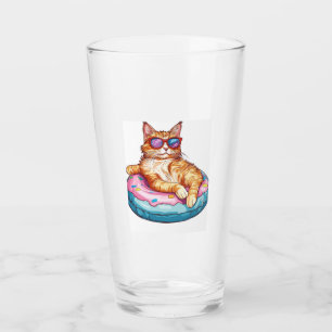 Verre Chat détendu ambiance estivale � Kitty drôle au bo
