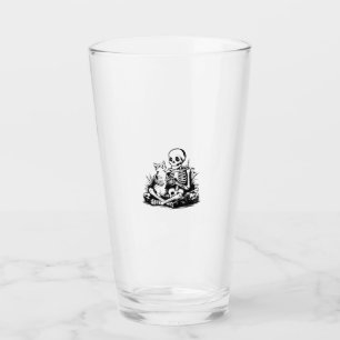 Verre Chat drôle squelette crâne Kitty Chat mignon gothi