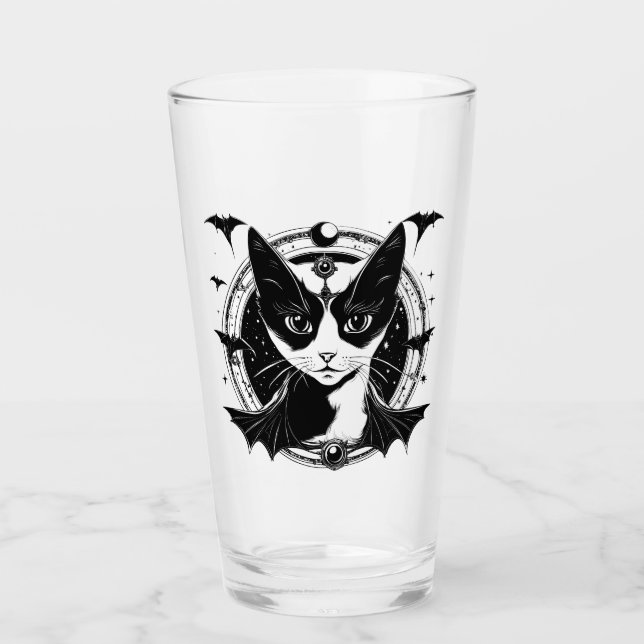 Verre Chat et chauves-souris I (Devant)