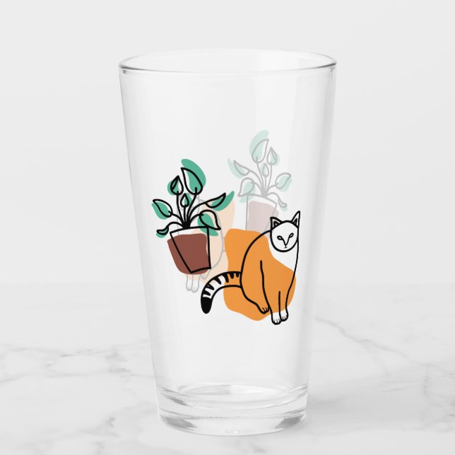 Verre Chat et le plante (Devant)