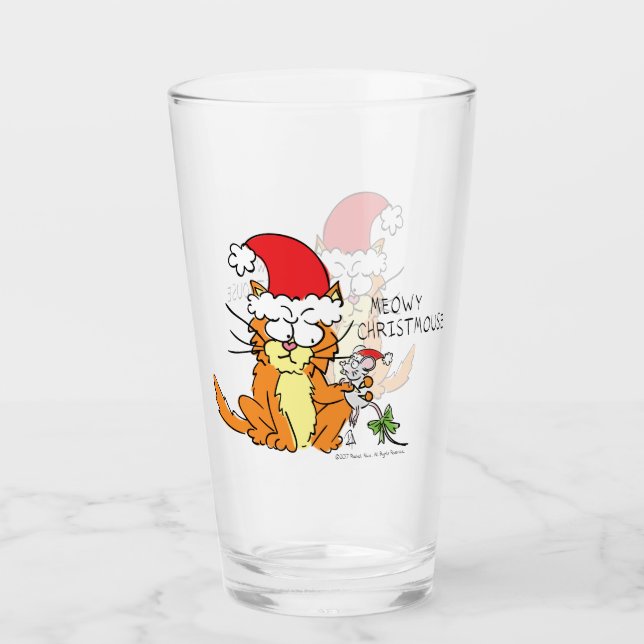 Verre Chat Funny Noël Cartographie mignonne souris souri (Devant)