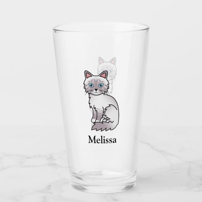 Verre Chat Lilac Point Tabby Birman / Ragdoll Mignon & N (Devant)