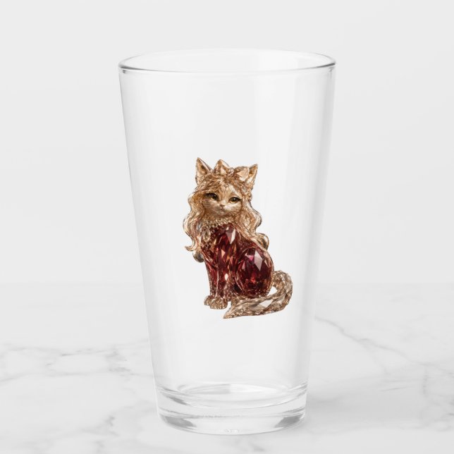 Verre Chat Luxueux en Cristal Brillants Mignon  (Devant)